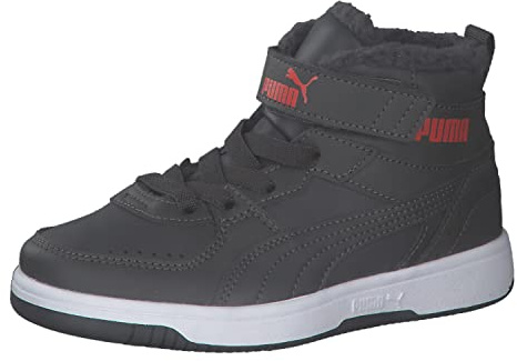 PUMA Kinder Boots Rebound Joy Fur 375479 Asphalt-High Risk Red 31