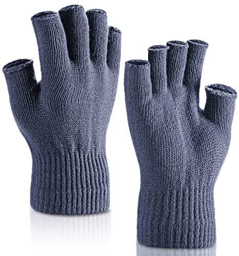 SATINIOR 2 Paar Fingerlose Handgelenk Handschuhe Halbe Handschuhe Fingerlose Fäustlinge für Erwachsene und Kinder (Dunkelgrau)