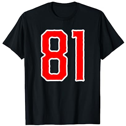 Nummer #81 Weiß Rot Sport Uni Nummer 81 T-Shirt