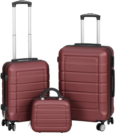 Juego o Set de 3 Maletas de Viaje - 4 ruedas dobles giratorias - Neceser - Maleta de cabina - equipaje de mano - Cerradura TSA - Ligeras - ABS - Resistentes - Asa telescópica