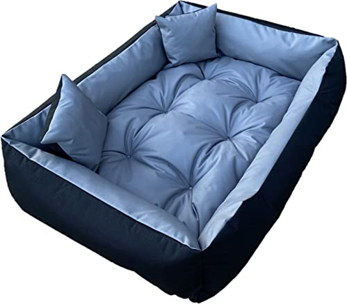 Dogs4Life Hundebett XXL | Groß, Mittelgroß, Klein | Hundekissen | Outdoor | Wasserabweisend | (M 100x75cm, Grau)