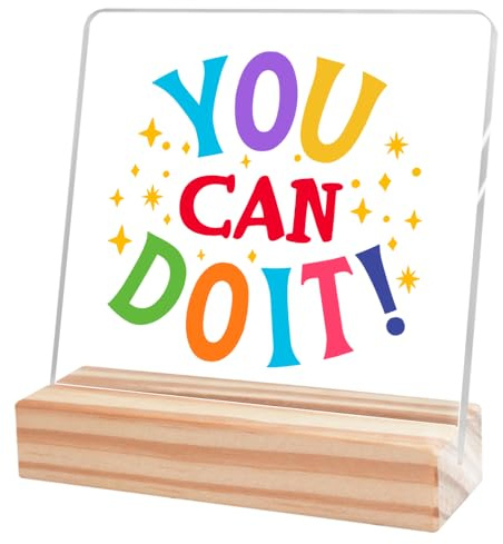 Inspirierende Schreibtischdekoration, You Can Do It, Acryl-Schild für Klassenzimmer, Büro, Wohnheim, Regal, Tischdekoration A321