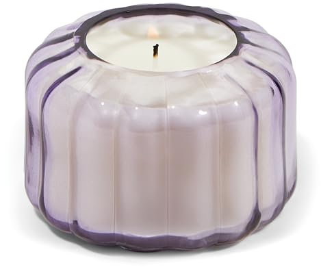 Paddywax Duftkerzen, Vintage-Stil, Ripple-Kollektion, mundgeblasenes Glas, luxuriös, handwerkliche Kerze, 128 g, Lavendel – gesalzene Iris