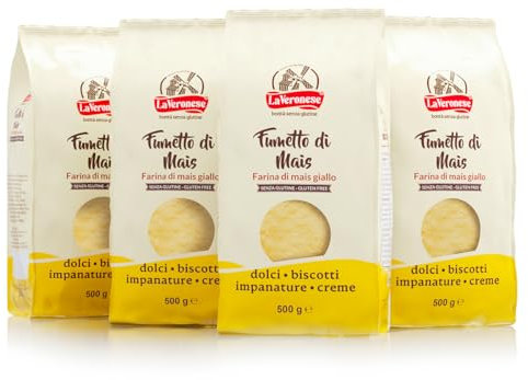 La Veronese | Fumetto Farina di Mais Giallo, Macinatura Molto Fine, Preparazioni Da Forno Dolci e Salate, Senza Glutine, 4X500g