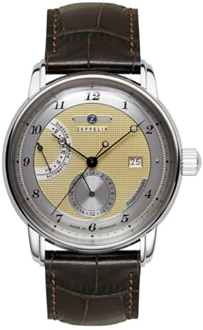 Zeppelin Herrenuhr mit Lederband Serie Friedrichshafen Automatik Power Reserve Datum 8590-5