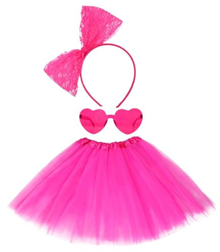 Jupe Courte Jupon Rétro avec Bandeau à Nœud, Tutu Dance Classique Jupe Ballet, Vintage, Tulle Rockabilly Ballet, Costume de Festival, Vêtements pour Ballet, Bal de Fin D'année, Fête (Rose)