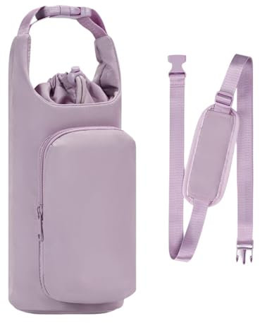 kowaku Water Bottle Cup Bag Portable Water Cover Pouch Thermos Flasks Lid Cup for Camping Hiking Outdoor, Purple