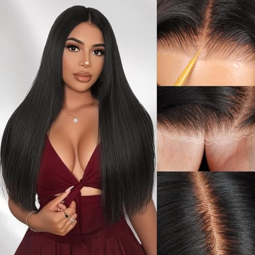 4x4 Straight Wear and Go Glueless Wig Echthaar Perücke HD Lace Front Wig Human Hair Wigs For Black Women Perücken Echthaar Damen No Glue Pre Plucked Pre Cut 12 ZOLL