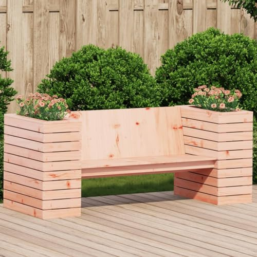 Holamys Gartenbank mit Pflanzkübeln 167,5x60x65 cm, Massivholz Douglasie, 2-in-1 Outdoor Sitzgelegenheit mit integrierten Blumenkästen, Robustes Design für Terrasse und Garten