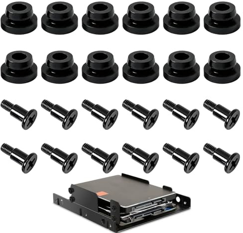 12Pcs Hard Drive Screws 3.5 Inch, Rubber Washer HDD Mounting Screws, PC Screws Vibration Dampening for 3.5 HDD SSD Computer Case NAS