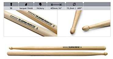 ROHEMA Trommelstöcke Classic Series, Hickory Lackiert, 5B