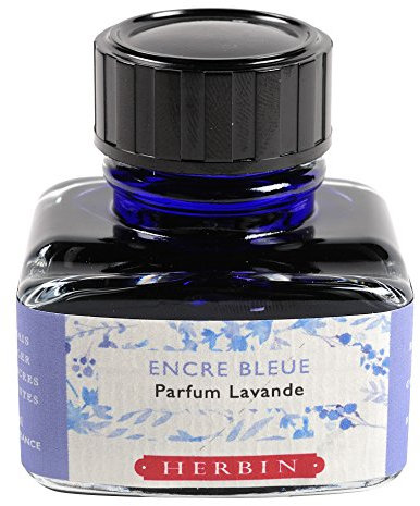 Herbin 13710T - 30ml Bottle of Scented Ink for Fountain Pens and Rollerball Pens - Blue ink and Lavender Scent