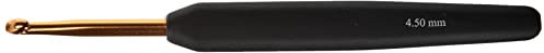 KnitPro Häkelnadeln Softgriff Aluminium 4,50mm Häkelnadel, Kunststoff/Alumium, Gold-Schwarz, 15cm x 4,5mm