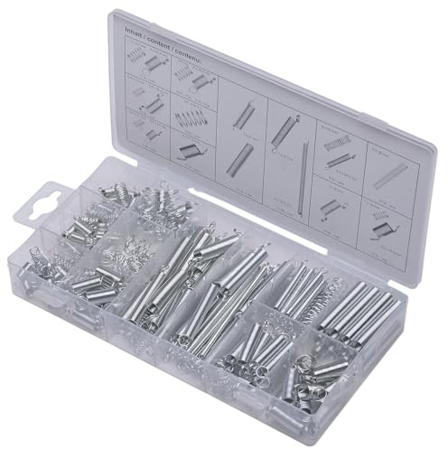 SW-Stahl S8047 Zug- und Druckfedern-Sortiment, 200-teilig, 10 - 80 mm | Stahlfedern Set fuer Werkstattbedarf - Verzinkte Spiralfedern in verschiedenen Groessen - Sortimentsbox Kleinteile