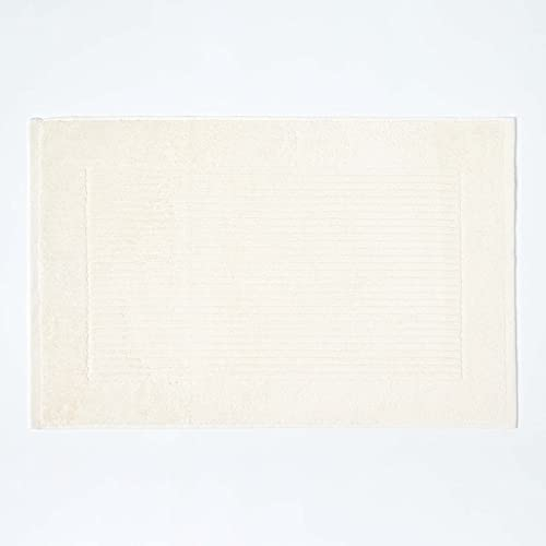 HOMESCAPES Imperial Plain Cream Bath Mat 50 x 80 cm - Super Soft Bathroom Mat - 100% Turkish Cotton Shower Mat