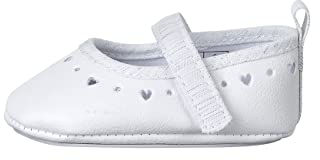 Sterntaler Baby Ballerinas Herz - Baby Schuhe aus Kunstleder mit Klettverschluss - Kleinkind Mädchen Schuh festlich mit Herzen-Tupfen-Bordüre und rutschfester Sohle, weiß, Größe 16