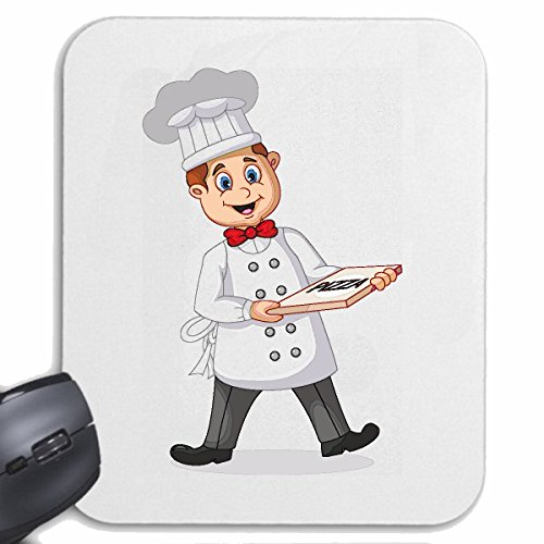 Mousepad (Mauspad) FRÖHLICHER PIZZABÄCKER MIT Pizza IM KARTON Pizzeria PIZZABRINGDIENST Pizza LIEFERSERVICE KOCH Italien für ihren Laptop, Notebook oder Internet PC .. (mit us