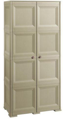 Tontarelli 8085555908EAN Armoire OMNIMODUS 1 Coté avec 4 Compartiments, 1 Coté Penderie / Range Balais, 2 Portes Pleines, Plastique