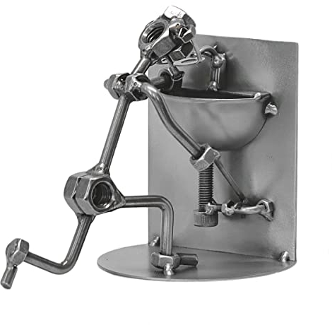 metalman24 Schraubenmännchen Klempner Sanitär Installateur - Handarbeit Geschenkidee Metallfigur Metallmännchen Stahlfigur Schraubenmännle - Deko für Büro & Zuhause