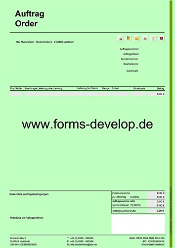 Bestellungen, Aufträge, Auftragsvordruck, PDF A4-H Standard