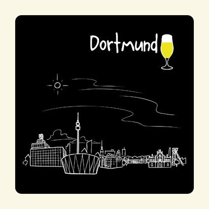 Untersetzer Skyline Dortmund (schwarz) - als Geschenk für Dortmunder & Fans der Westfalenmetropole oder als Dortmund Souvenir - die stadtmeister