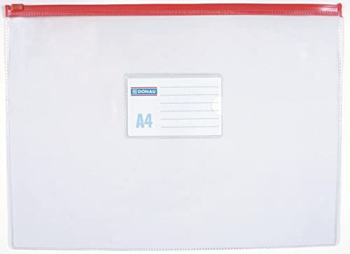 DONAU 1798001PL-00 Reißverschlussbeutel/Reißverschlusstasche, PVC, A4, transparent