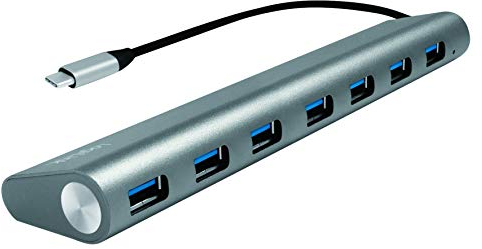 LogiLink UA0310 USB 3.1 Hub für PC/Laptop, 7-Ports Aluminiumgehäuse Silber