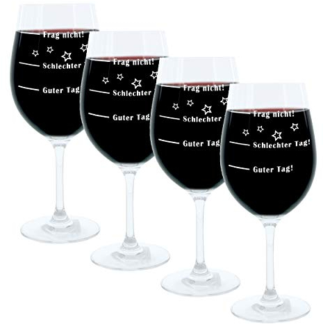 Leonardo Lot de 4 Verres à vin Humoristiques avec Gravure Humoristique 610 ML