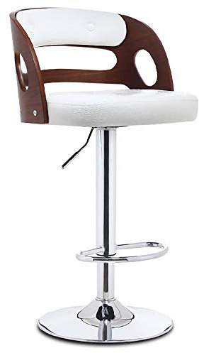 Barhocker Nussbaum Bentwood höhenverstellbar mit Vinylsitz zur Dekoration Ihres Hauses, Küche, Büro, Bar, Café, Theke,White