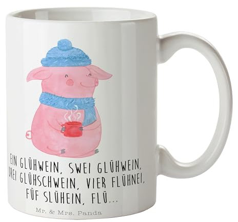 Mr. & Mrs. Panda Tasse Schweinchen Glühwein - Geschenk, Kaffeetassen, Tasse Motive, Spruch, Teebecher, Nikolaus, Heiligabend, Weihnachten,