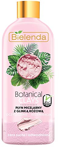 Bielenda, Botanical Clays Vegan, Mizellenflüssigkeit Make up Entferner mit Rosa Tonerde, Trockene und dehydrierte Haut 500ml