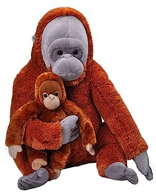 Wild Republic Mom and Baby Jumbo Orangutan, Großes Kuscheltier, 76 cm, Geschenkidee für Kinder, Kuscheltier mit Baby, Riesen-Stofftier aus recycelten Wasserflaschen
