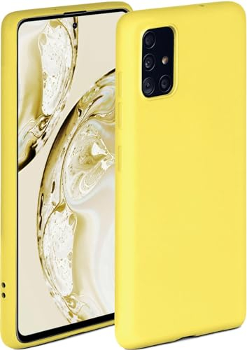 ONEFLOW Soft Case für Samsung Galaxy A51 Hülle aus Silikon mit Kameraschutz, Silikonhülle mit erhöhtem Schutz fürs Display, Backcover Schutzhülle, weiche Handyhülle, Gelb