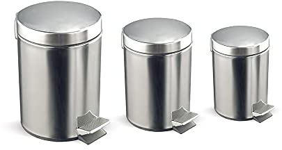 Rocada - Mülleimer mit Pedal aus Edelstahl, 20 l Fassungsvermögen, herausnehmbarer Innenbereich, Mülleimer mit Dämpfungsverschluss, Maße 29 x 45 x 29 cm