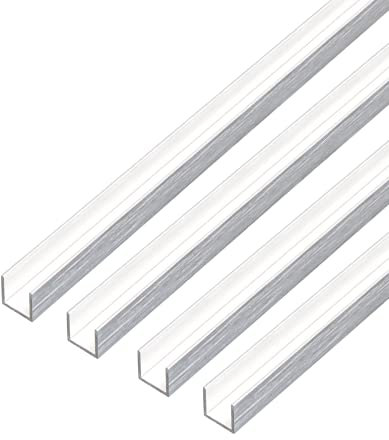 Alberts 499525 Lot de 4 profilés en U Aluminium et acier inoxydable clair 1000 x 10 x 15 mm