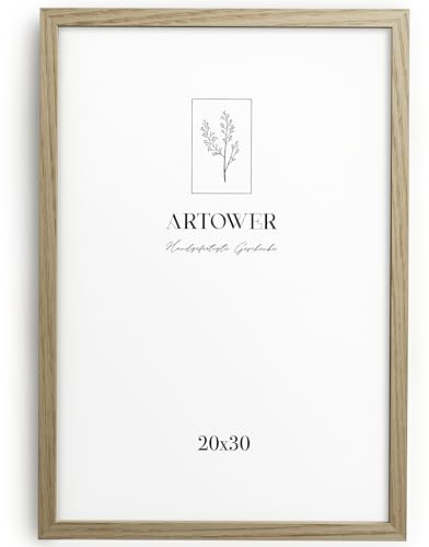 Artower® Bilderrahmen für 20 x 30 cm Natur Holz Eiche Dünner Rahmen | Posterrahmen Groß Vintage Collage | Picture Frame 20x30cm | Holzrahmen Holz-Bilderrahmen | Holzbilderrahmen Poster Rahmen Echtholz