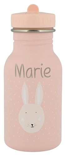 Personalisierte Trinkflasche aus Edelstahl von Trixie Baby Gravur des Namens (350 ml, Hase)