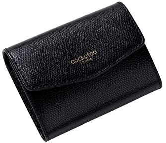 Cockatoo RFID Kreditkartenetui, echtes Leder, Schnappkartenetui, Akkordeon, kleine Geldbörsen für Damen, Schwarz, Dehnbares Akkordeon-Etui mit Schnappverschluss für mehrere Karten