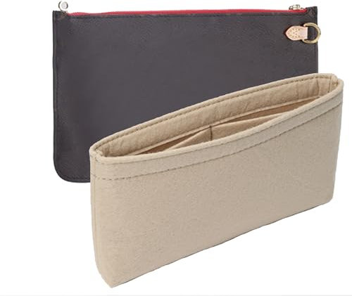 Doxo Geldbörsen-Organizer-Einsatz für Handtaschen & passend für Neverfull MM/GM Reißverschluss-Pochette-Clutch, Umbauset für Neverfull-Tasche, verwandle deine Tasche in eine Umhängetasche (Beige,