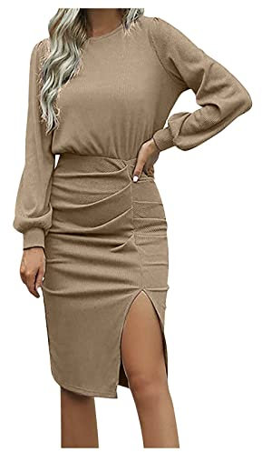 MICKURY Ever Abendkleid Kleider Jugendweihe Brautkleid Meerjungfrau Tüllrock Einzelstück Second Hand Brautmode Damen Mode Einfarbig Rundhals Taille Laterne Langarm Schlitz Tasche Hüftkleid Complexion