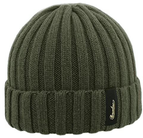 Borsalino Beanie Mütze aus reinem Kaschmir | Nano Cashmere | mit Box | Herren Damen | Herbst Winter, loden grün, One size