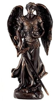 DRW Figur Erzengel San Jehudiel Bronze handbemaltes Harz 12 cm