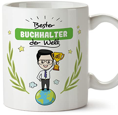 Mugffins Tassen/Becher mit Spruch für BUCHHALTER - Auf Deutsch - Bester der Welt - 11 oz / 330 ml - originelles und lustiges Geschenk Mitarbeiter