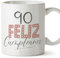 MUGFFINS Tazas 90 Cumpleaños - En Español - ¡Feliz Cumpleaños! Rosa - 11 oz / 330 ml - Regalo original y divertido