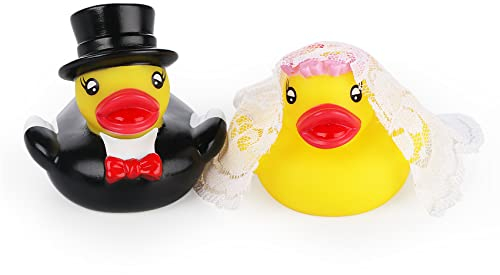 Adorfine Ente Hochzeitspaar Badeenten Brautpaar Quietscheente Hochzeitspaar für Hochzeitsgeschenk Partydekoration Hochzeitsdekoration
