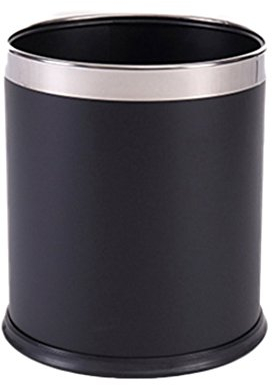 Poubelle de chambre à coucher, acier inoxydable ménage salon WC cuisine sans couvercle épaissir poubelle de salle de bain (noir 13L)