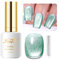 Imtiti Light Green Color Gel Nail Polish, 0.5fl oz Holographic 9D Cat Eyes Glitter Magnetic Gel Polish with Magnetic Stick for Nail Salon