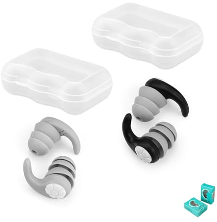 Bouchons D'oreille, HERKINDNESS 4 Pièces Bouchon D'oreille Gel Silice, Bouchon Oreille Piscine, Trois Couches de Réduction du Bruit Utilisé pour Réduire Bruit (Convient aux adultes, Taille L)
