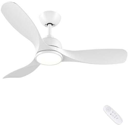 CJOY Deckenventilator mit Beleuchtung Leise, Ø107cm Deckenventilator mit Licht und Fernbedienung 3 Farbtemperaturen, Dimmbare LED, Reversibel DC, 6 Geschwindigkeiten für Schlafzimmer Terrasse