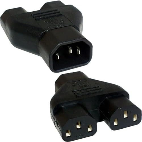 Mr. Gadget's Solutions IEC Power Y Splitter C14 to 2 x C13 Kettle ‎Lead Adaptor Power Conversion Plug for ‎Laptop UPS Monitor (2 Pcs)‎